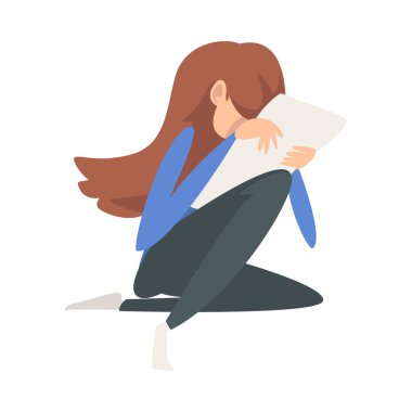 Üzgün ağlayan Islak gömlek oturan üzerinde alan ile mektup, Lonely kırık yürekli genç vektör Illustration