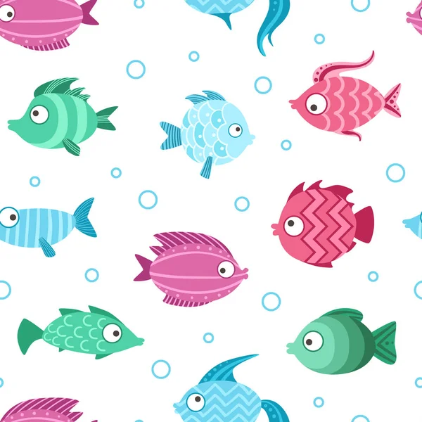 Kleurrijke tropische vissen naadloze patroon, onderwaterleven ontwerp element kan worden gebruikt voor behang, verpakking, achtergrond vector illustratie — Stockvector