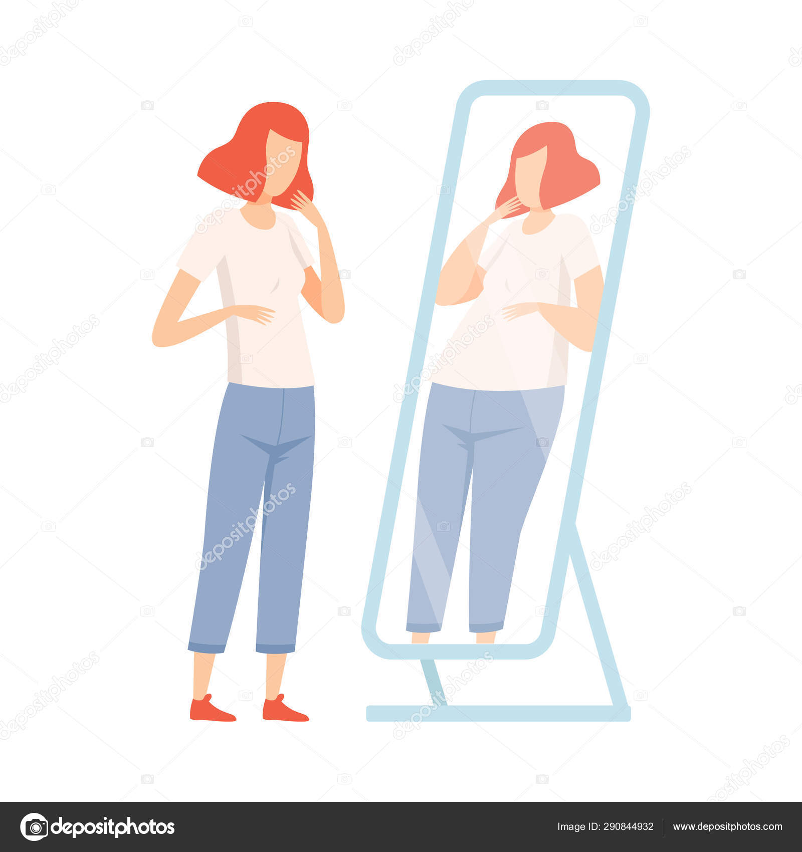Vectores De Stock De Mirarse Al Espejo Ilustraciones De Mirarse Al Espejo Sin Royalties Depositphotos