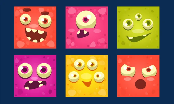 Funny Monsters Set, Colorful Mutant Emojis, Cute Emoticons with Different Emotions Vector Illustration Grafik Vektor