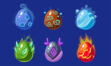 Renkli Parlak Şekiller Seti, Mobil Uygulama veya Video Oyun Vektör İllüstrasyon için Arayüz Varlıkları