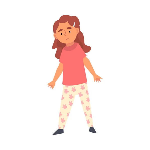 Personaje de niña asustada en ropa casual Dibujos animados Vector Ilustración — Vector de stock