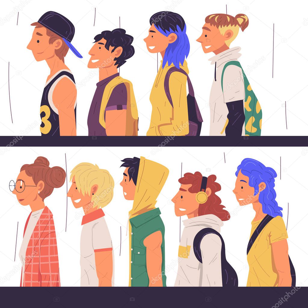 Young People of Different Subcultures Set Side View Vector Illustration True Style