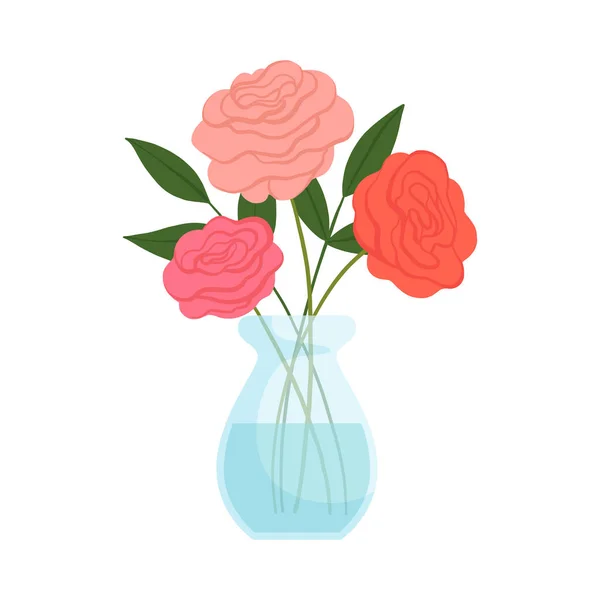 Piękne różowe kwiaty w wazonie, bukiet kwitnących kwiatów do dekoracji wnętrz ilustracja wektor — Wektor stockowy