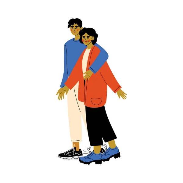Mère avec fils adulte, Jeune homme étreignant sa mère, Happy Family Concept Illustration vectorielle — Image vectorielle