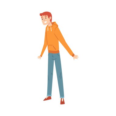 Casual Clothes Vektör İllüstrasyon Neşeli Genç Adam Karakter