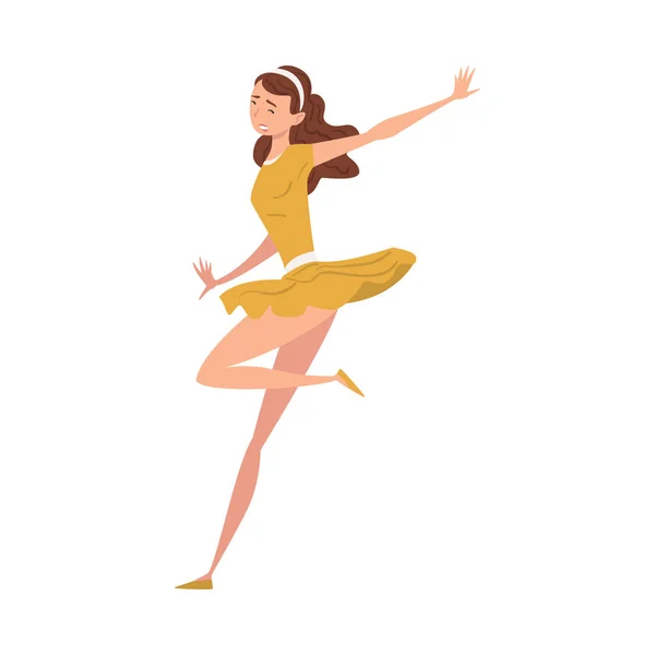 Chica bailando vestido corto, mujer joven en la vida cotidiana Vector Ilustración — Vector de stock