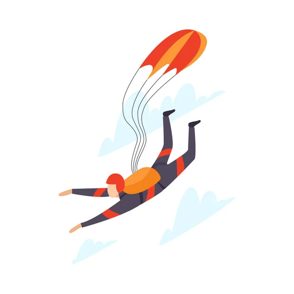 Parachutist fallskärmshoppning vektor illustration isolerad på vit bakgrund. — Stock vektor