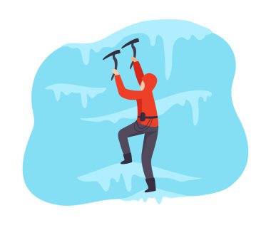 Beyaz arka planda izole dağcılık adam vektör illüstrasyon.