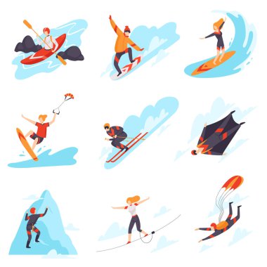 Ekstrem sporvektör illüstrasyon farklı performans İnsanlar .