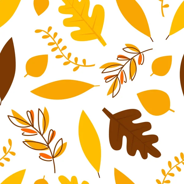 Herfst bladeren van verschillende bomen naadloze patroon, ontwerp element kan worden gebruikt voor stof afdrukken, behang, achtergrond vector illustratie — Stockvector