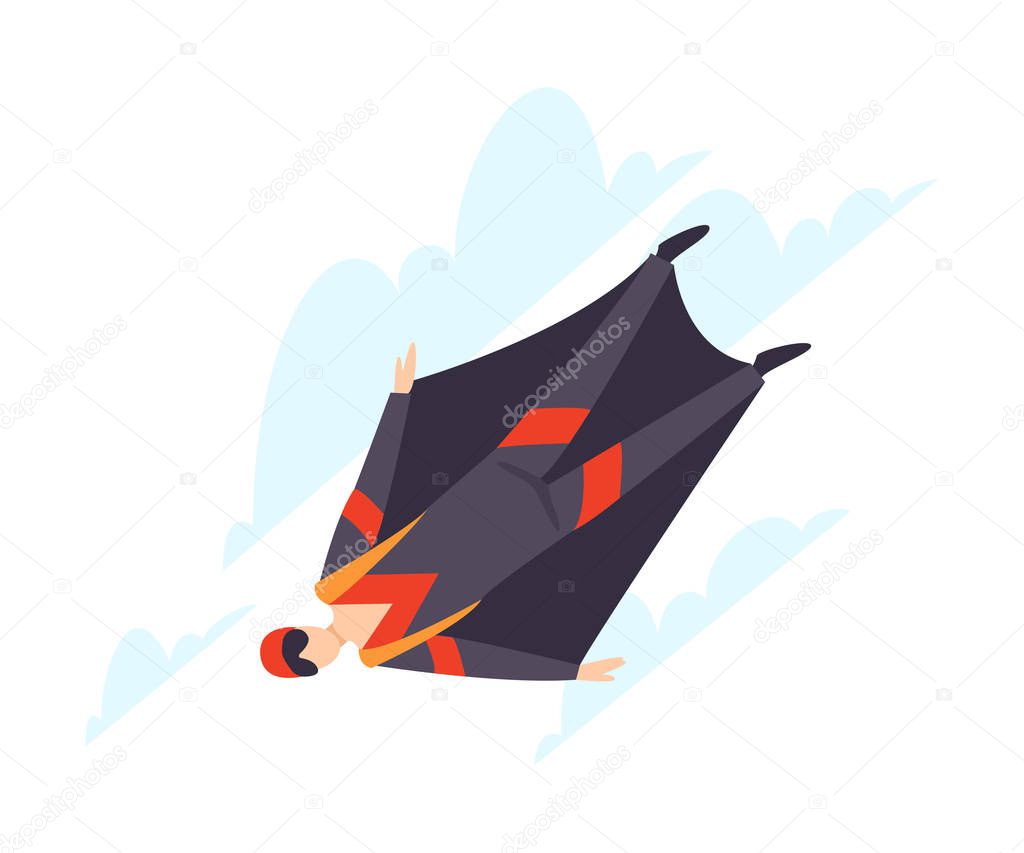 Wingsuit flying illustration isolated on white background.