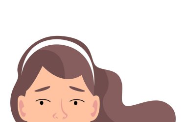 Genç Esmer Kadın Vektör İllüstrasyon Yüz Bölümü
