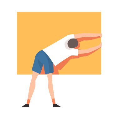 Genç Adam Organize Dikdörtgen Geometrik Şekil, Geri Görünüm Vektör İllüstrasyon