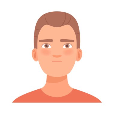 Kararlı genç adam. Çizgi film tarzında vektör illüstrasyonu.