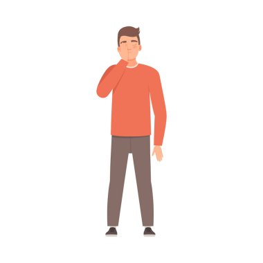 Genç adam hayal kırıklığına uğradı. Çizgi film tarzında vektör illüstrasyonu.