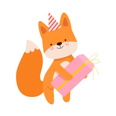 Yetenekli insancıl tilki. Beyaz arkaplanda vektör illüstrasyonu.