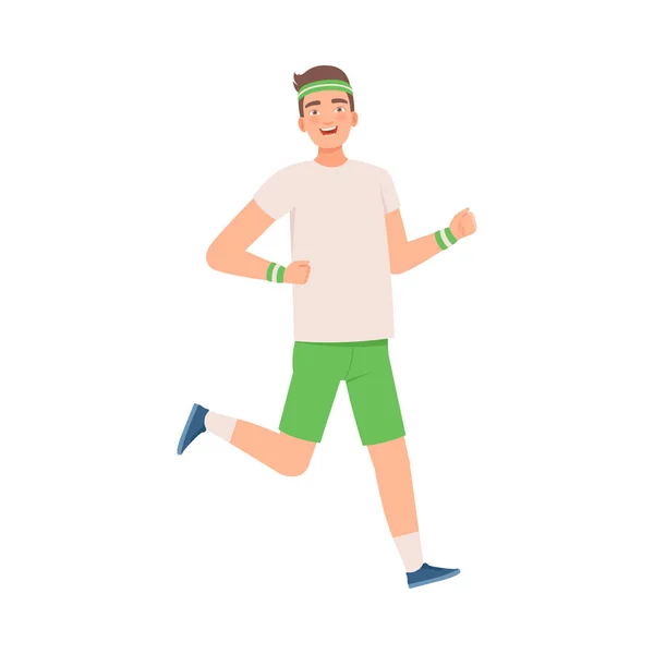 Man on a morning run. Vector illustration. — Stock Vector