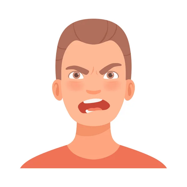 Young guy screams in anger. Vector illustration in cartoon style. — ストックベクタ