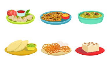 Lezzetli Yemek Tabakları ve Tatlılar Koleksiyonu, Kafe, Restoran Menüsü Tasarım Element Resimleri