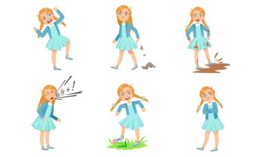 Types of bad behavior girls. Vector illustration. clipart