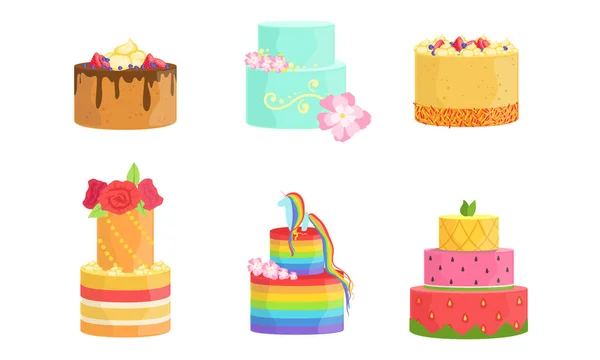 Set di torte con glassa colorata. Illustrazione vettoriale . — Vettoriale Stock
