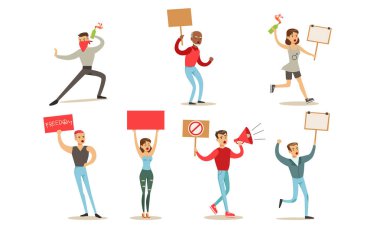 Eylemcileri Protesto Etmek, Eylemcileri Göstermek, Siyasi Toplantı, Yürüyüş, Toplanma Vektörü İllüstrasyonuna Katılmak