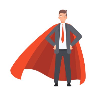 Ofisin Lideri ve Kahramanı Karakter İllüstrasyon Vektörü