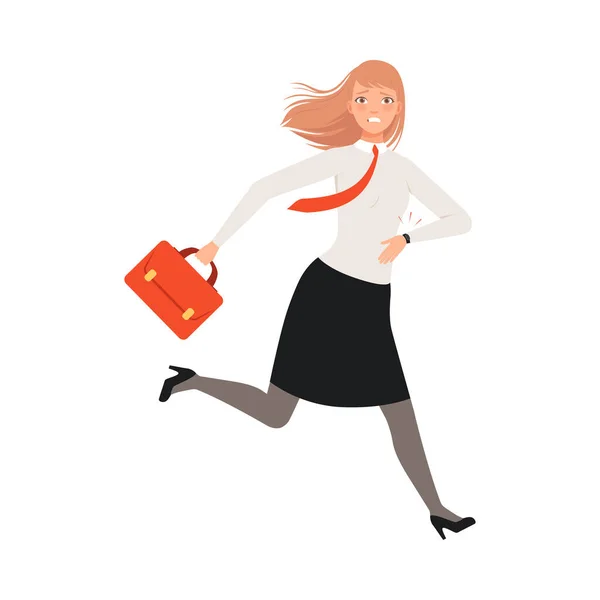 Businesswoman Running With Case character Illustration Vector — Stock Vector