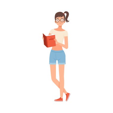 Beyaz arkaplanda Genç Karakter İllüstrasyon Vektörü Okunuyor