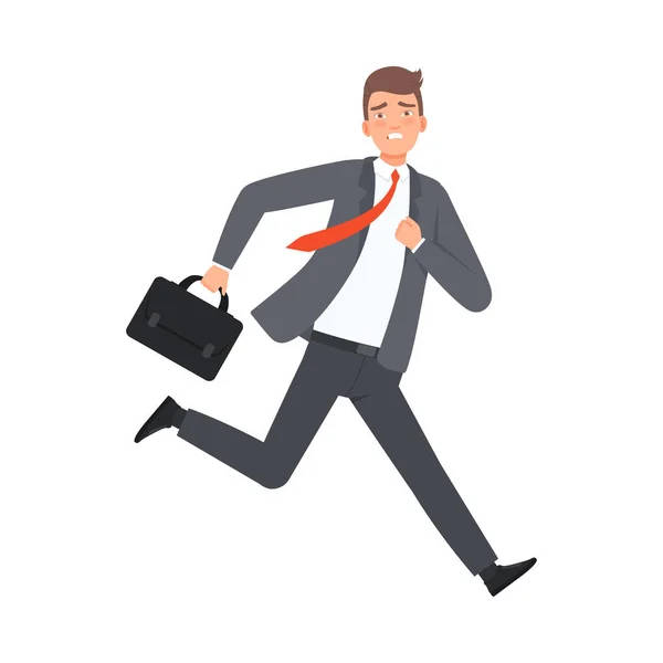 Businessman Running With Case character Illustration Vector — Stock Vector