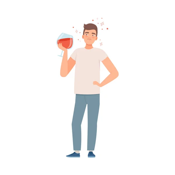 Man with a glass of wine illustration vector — Stock Vector