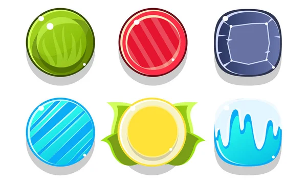 Conjunto de bolas brillantes coloridas, esferas brillantes, activos de interfaz de usuario del juego Vector Ilustración — Vector de stock
