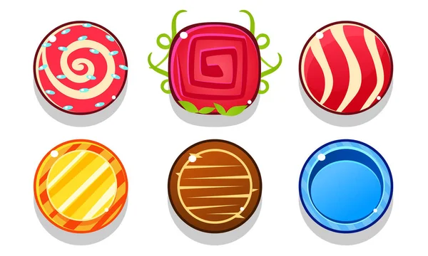 彩色光滑球集、 Shiny糖果、游戏用户界面资产向量示例 — 图库矢量图片