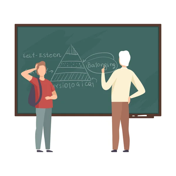 Teacher explains psychology to a student who does not understand vector illustration — Stock Vector