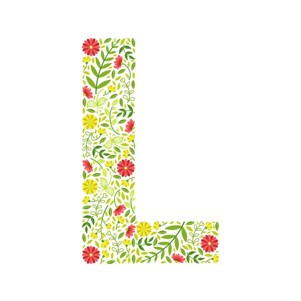 Lettre majuscule P, Élément de l'alphabet floral vert, Lettre majuscule ...