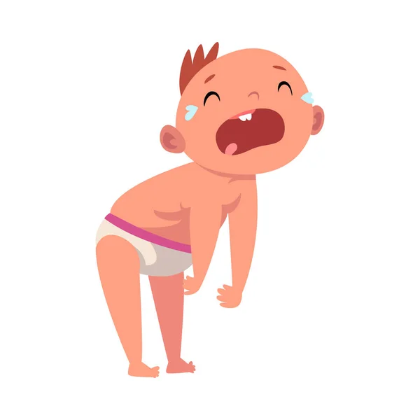 Baby in luier huilen cartoon vector illustratie — Stockvector