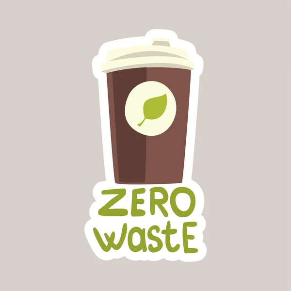 Zero waste tagline sticker cartoon vector illustration — Stock Vector