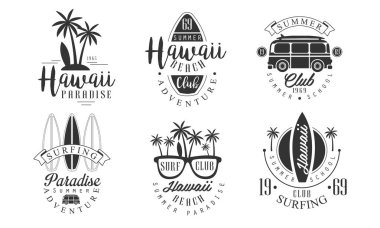 Bir dizi klasik Hawaii logosu vektör çizimi
