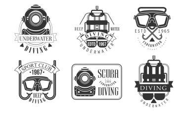 Klasik dalış logoları kümesi vektör çizimi