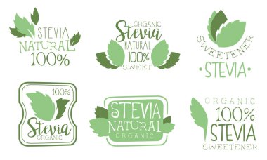 stevia logoları kümesi vektör çizimi