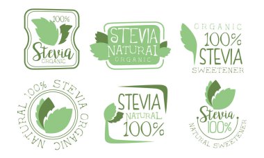 stevia logoları kümesi vektör çizimi