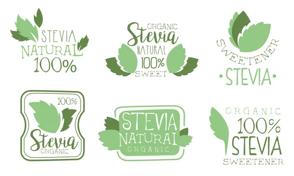 Set of stevia logók rajzfilm vektor illusztráció — Stock Vector