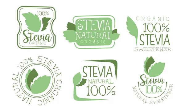 Set of stevia logos cartoon vector illustration — Stock Vector