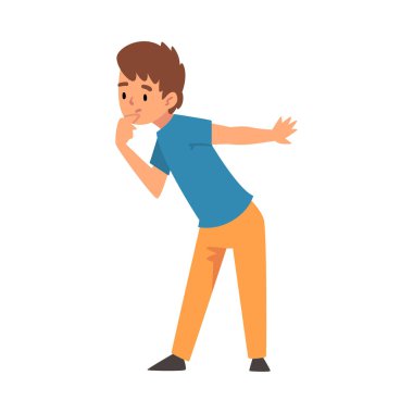 Çocuk vektör çizimi hakkında bir şeyler düşünüyor.