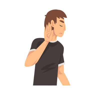 Çocuk, çizgi film vektör illüstrasyonunu durdurun derken avuç içini tutuyor.