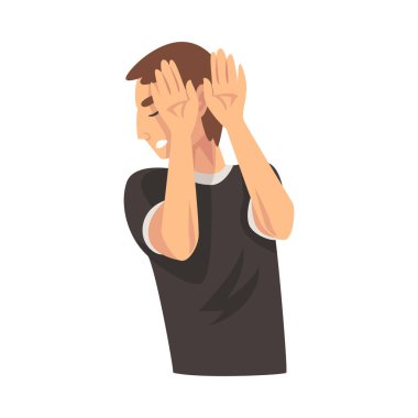 Çocuk çizdiği vektör illüstrasyonunun önünde avuç içi tutuyor.