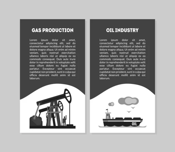 Industria del petróleo y gas ilustración de vectores de dibujos animados de texto — Archivo Imágenes Vectoriales