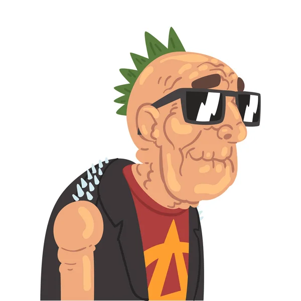 Punk Senior Homme caractère dans les vêtements à la mode Illustration vectorielle — Image vectorielle