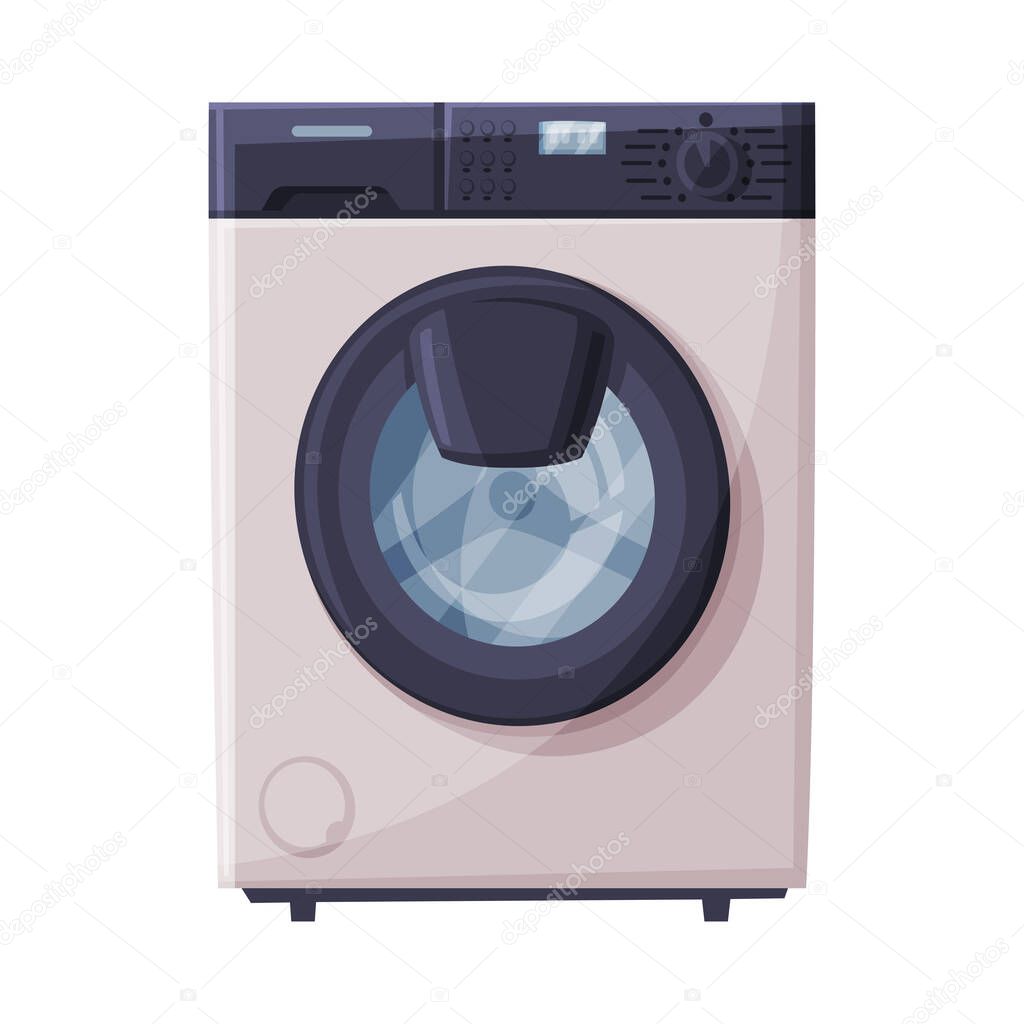 Modern Washing Machine Household Appliance Flat Style Vector Illustration on White Background